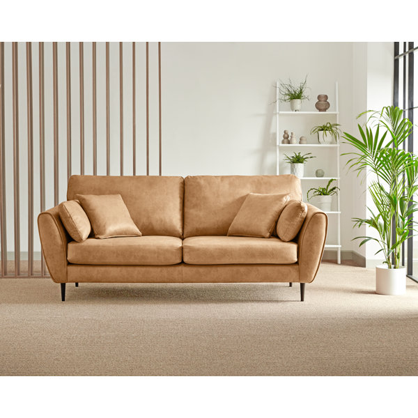 Furniture Box Abiy 3 Seater Sofa In Luxury Faux Leather With Cushions